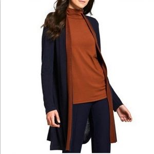 Eileen Fisher Ultrafine Tencel Silk Long Cardigan Color Block Size XS